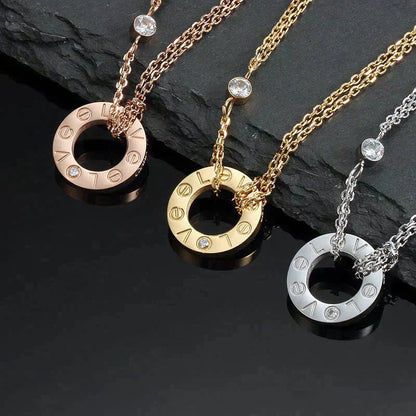 [Stars Jewelry]LOVE NECKLACE 16MM 2 DIAMONDS