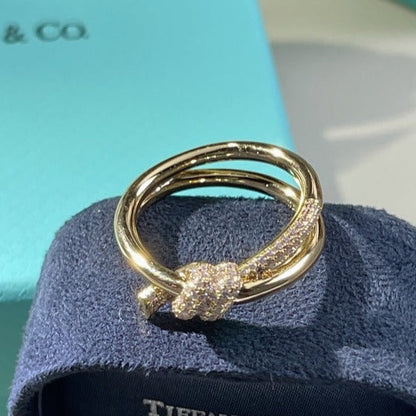 [Stellar jewels]KNOT RING DOUBLE ROW GOLD DIAMOND