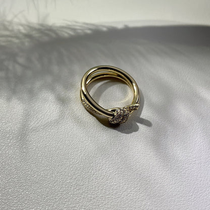 [Stellar jewels]KNOT RING DOUBLE ROW GOLD DIAMOND