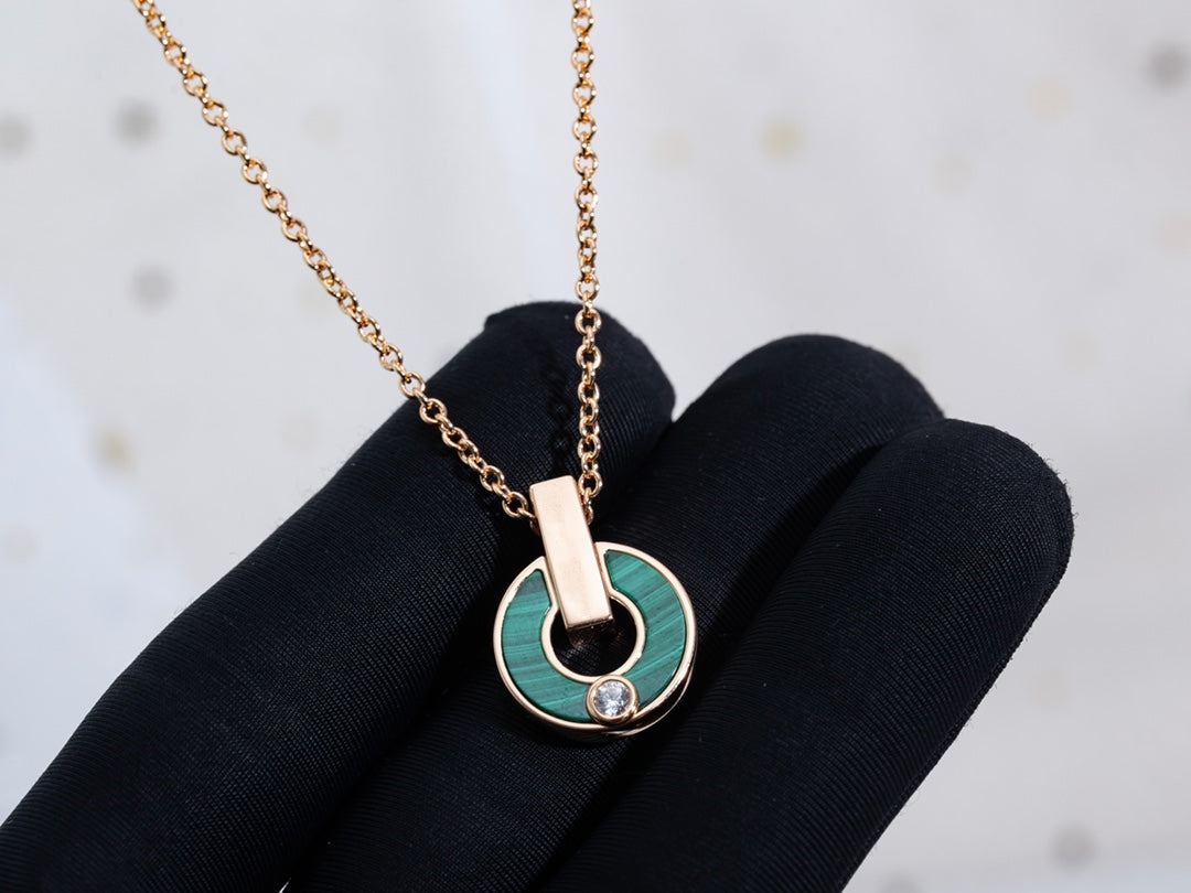 [Stars Jewelry]GARI NECKLACE PINK GOLD MALACHITE