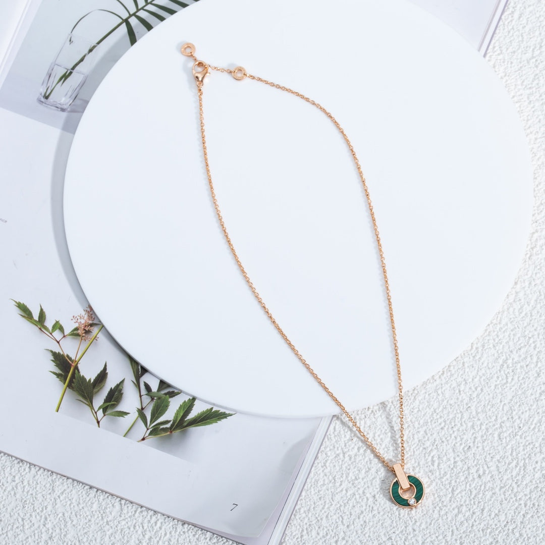 [Stars Jewelry]GARI NECKLACE PINK GOLD MALACHITE