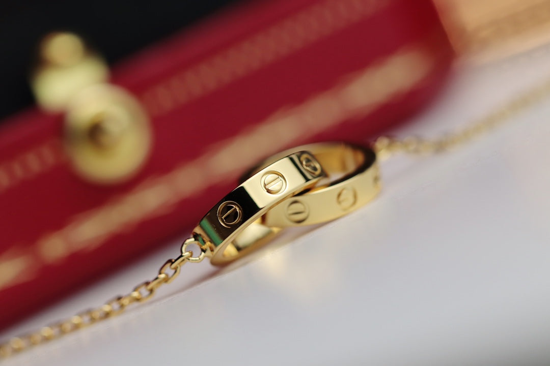 [Stars Jewelry]LOVE NECKLACE DOUBLE RING GOLD