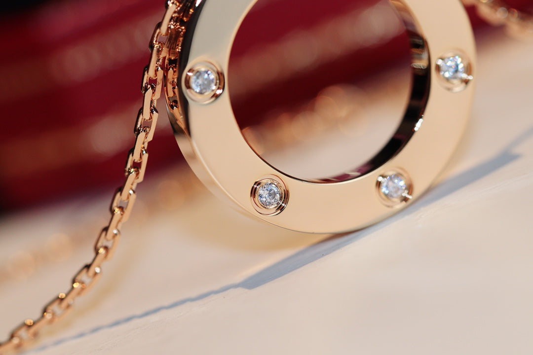 [Stars Jewelry]LOVE NECKLACE 16MM 6 DIAMONDS PINK GOLD