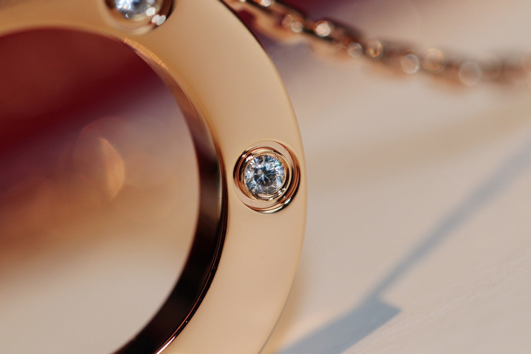 [Stars Jewelry]LOVE NECKLACE 16MM 6 DIAMONDS PINK GOLD