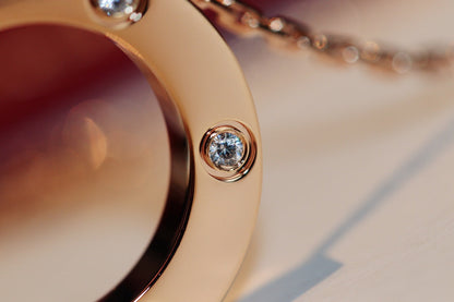 [Stars Jewelry]LOVE NECKLACE 16MM 6 DIAMONDS PINK GOLD