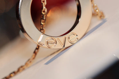 [Stars Jewelry]LOVE NECKLACE 16MM 6 DIAMONDS PINK GOLD