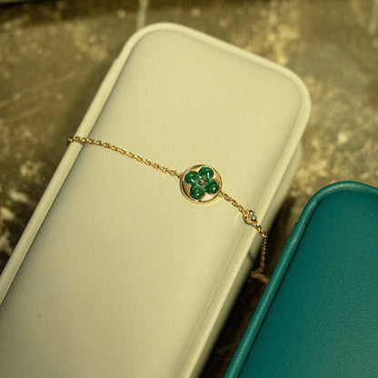 [Stars Jewelry]SUN MALACHITE 1 DIAMOND PINK GOLD BRACELET