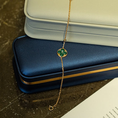 [Stars Jewelry]SUN MALACHITE 1 DIAMOND PINK GOLD BRACELET