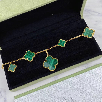 [Stars Jewelry]MAGIC CLOVER MALACHITE GOLD BRACELET 5 MOTIFS