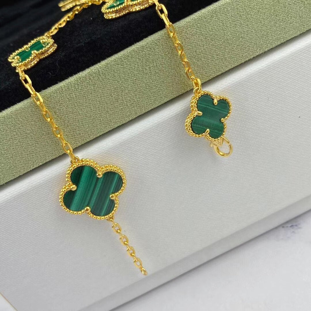 [Stars Jewelry]MAGIC CLOVER MALACHITE GOLD BRACELET 5 MOTIFS
