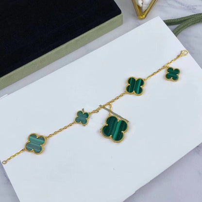 [Stars Jewelry]MAGIC CLOVER MALACHITE GOLD BRACELET 5 MOTIFS