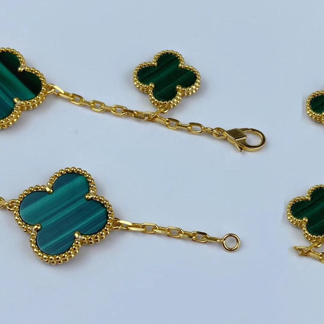[Stars Jewelry]MAGIC CLOVER MALACHITE GOLD BRACELET 5 MOTIFS