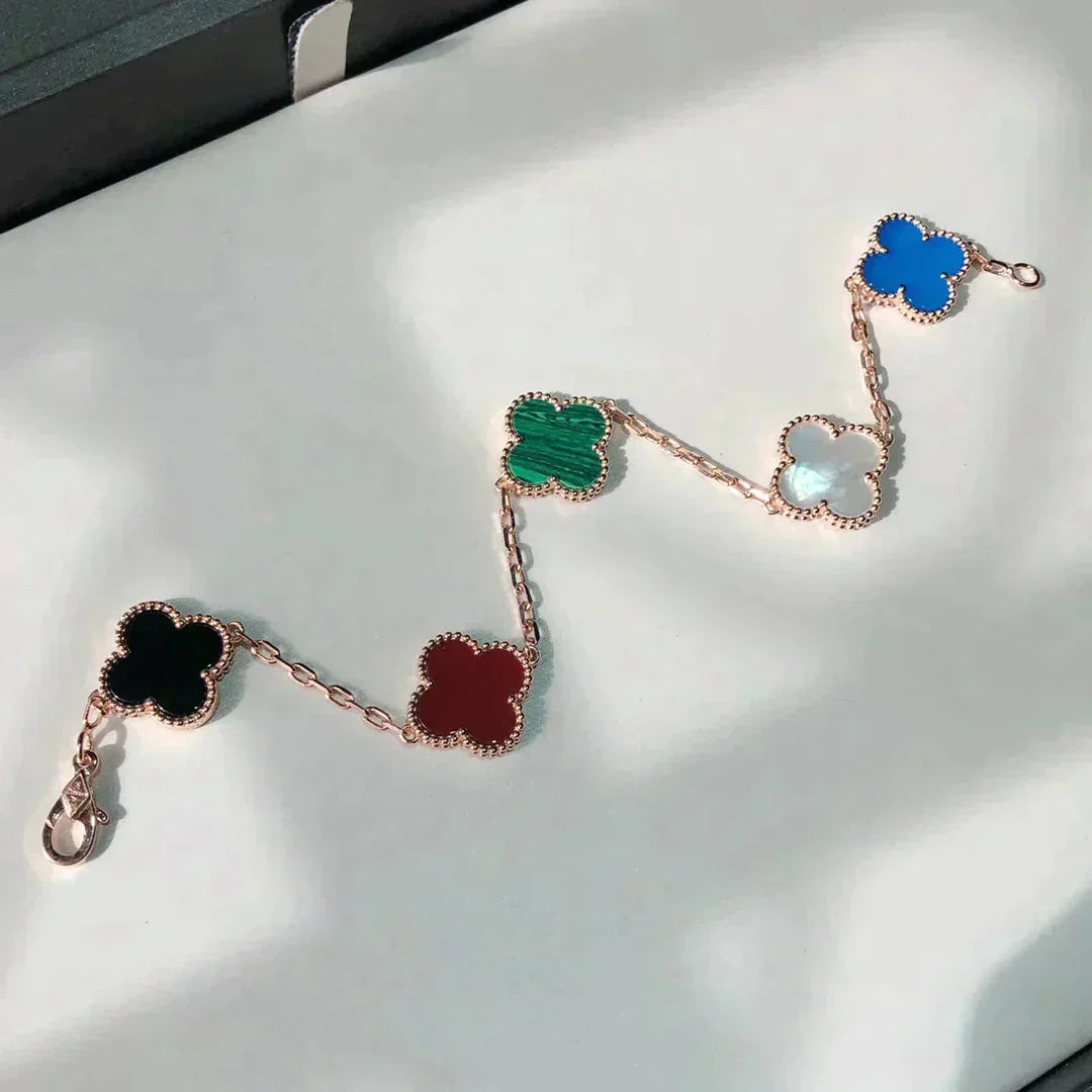 [Stars Jewelry]CLOVER 5 MOTIFS MULTICOLOR BRACELET
