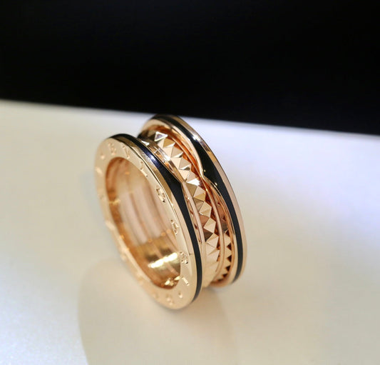 [Stars Jewelry]ZERO 1 PINK GOLD BLACK CERAMIC RING