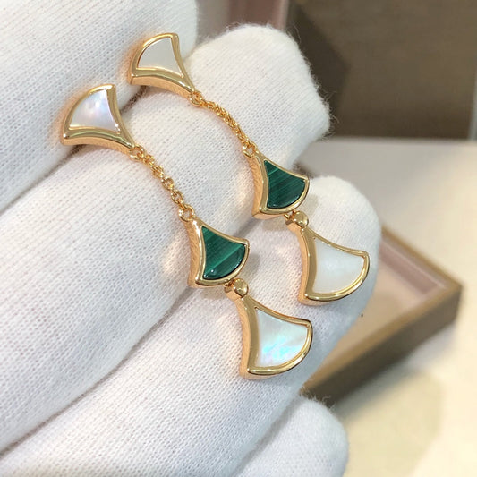 [Stars Jewelry]DREAM EARRINGS 3 MOTIFS MALACHITE MOP PINK GOLD