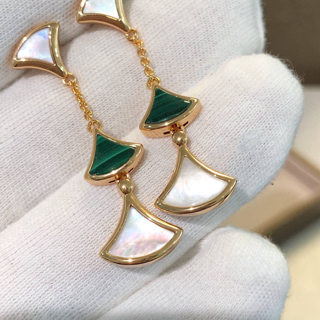 [Stars Jewelry]DREAM EARRINGS 3 MOTIFS MALACHITE MOP PINK GOLD