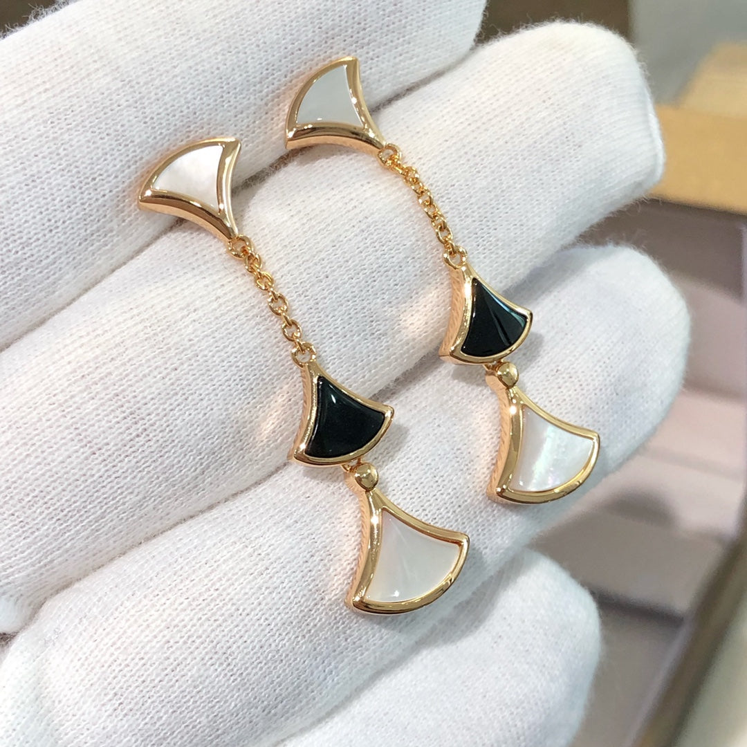 [Stars Jewelry]DREAM EARRINGS 3 MOTIFS ONYX MOP PINK GOLD