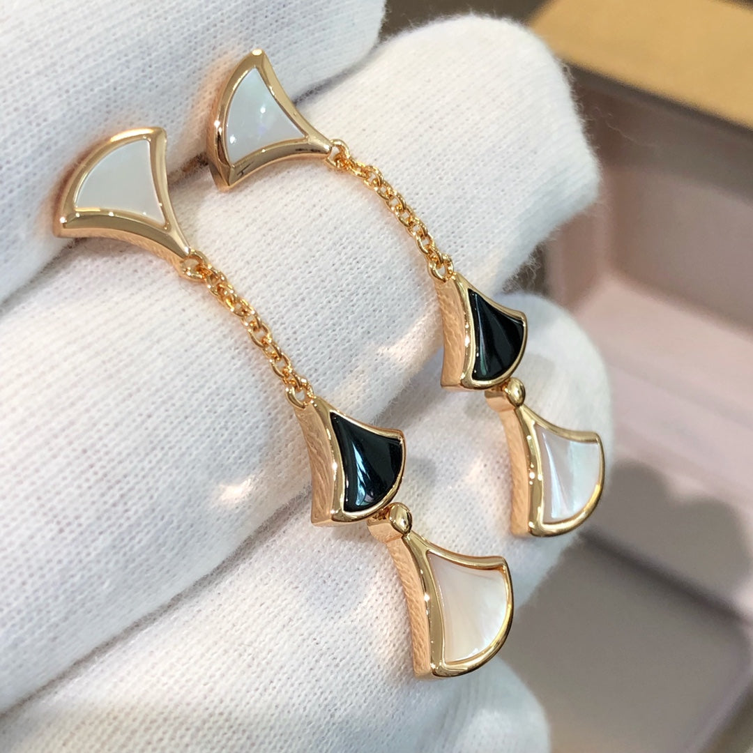[Stars Jewelry]DREAM EARRINGS 3 MOTIFS ONYX MOP PINK GOLD