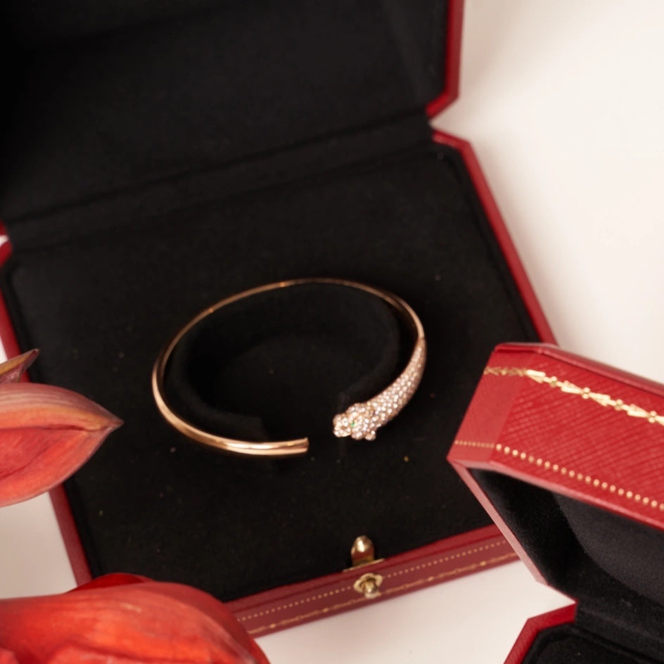 [Stars Jewelry]PANTHERE ROSE GOLD DIAMOND OPEN BRACELET