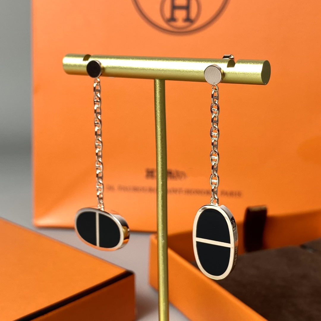 [Stars Jewelry]CHAINE VERSO BLACK CERAMIC EARRINGS