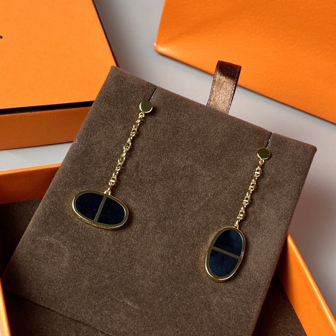[Stars Jewelry]CHAINE VERSO BLACK CERAMIC EARRINGS