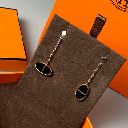 [Stars Jewelry]CHAINE VERSO BLACK CERAMIC EARRINGS