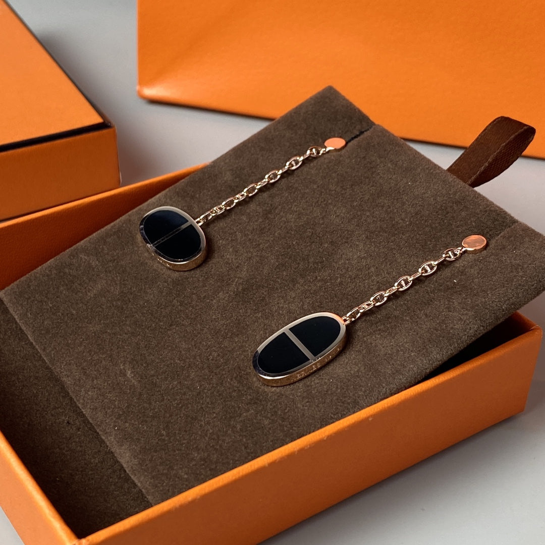 [Stars Jewelry]CHAINE VERSO BLACK CERAMIC EARRINGS