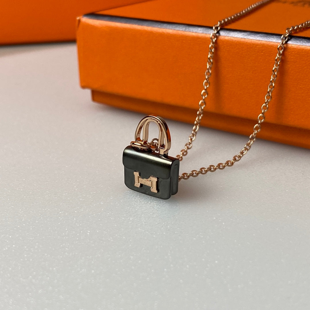 [Stars Jewelry]CONSTANCE BLACK PEDANT PINK GOLD NECKLACE