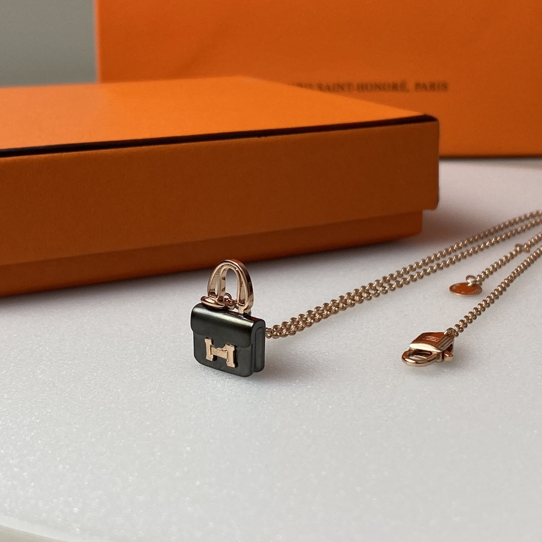 [Stars Jewelry]CONSTANCE BLACK PEDANT PINK GOLD NECKLACE