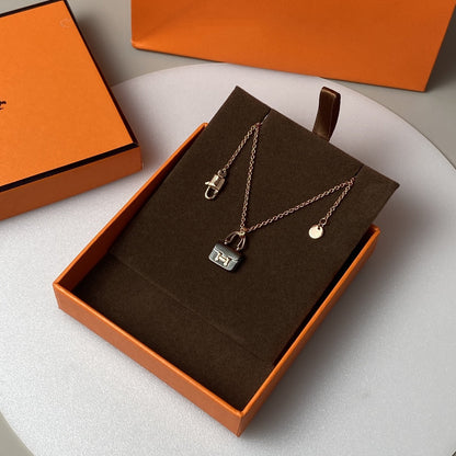 [Stars Jewelry]CONSTANCE BLACK PEDANT PINK GOLD NECKLACE