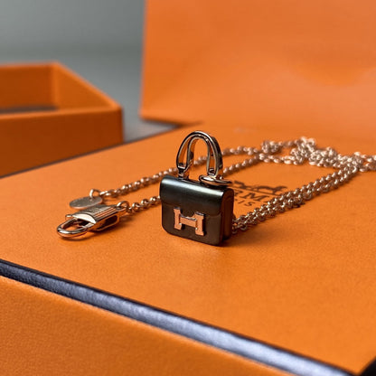 [Stars Jewelry]CONSTANCE BLACK PEDANT PINK GOLD NECKLACE