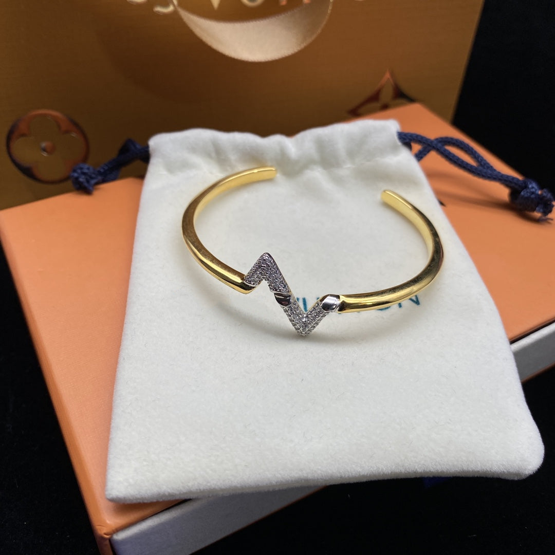 [Stars Jewelry]VOLTE UPSITE DOWN DIAMOND GOLD OPEN BRACELET