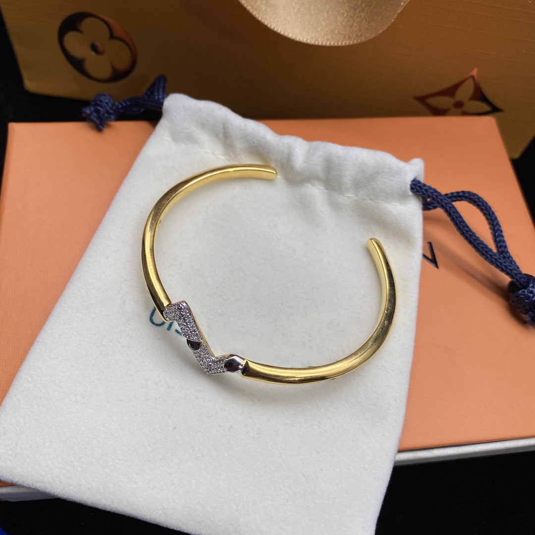 [Stars Jewelry]VOLTE UPSITE DOWN DIAMOND GOLD OPEN BRACELET