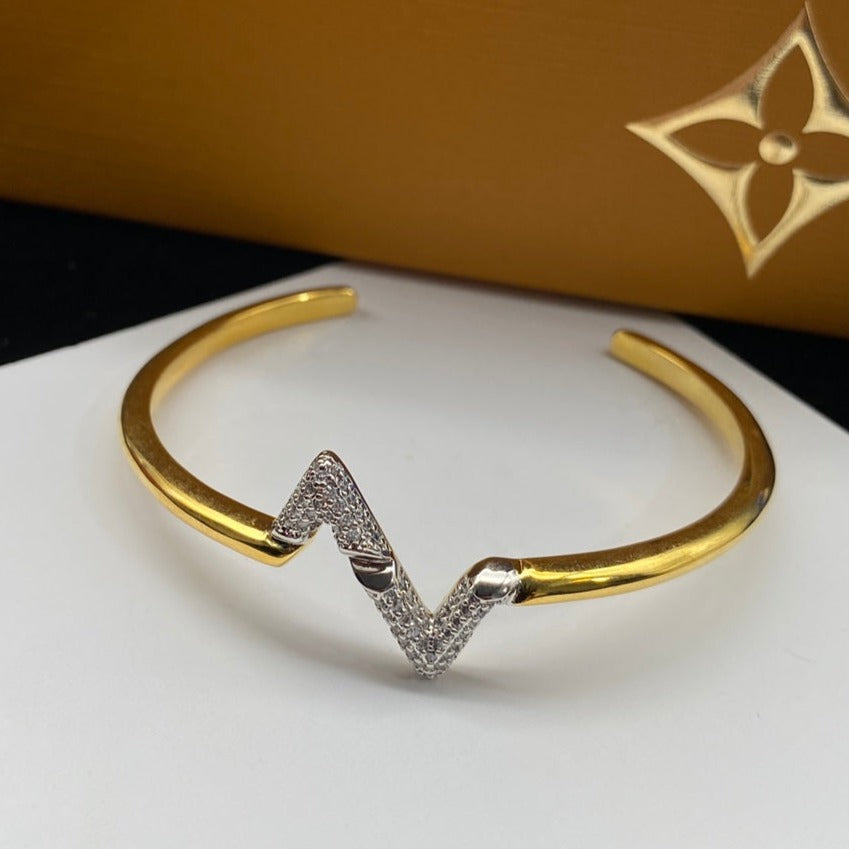 [Stars Jewelry]VOLTE UPSITE DOWN DIAMOND GOLD OPEN BRACELET