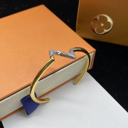 [Stars Jewelry]VOLTE UPSITE DOWN DIAMOND GOLD OPEN BRACELET