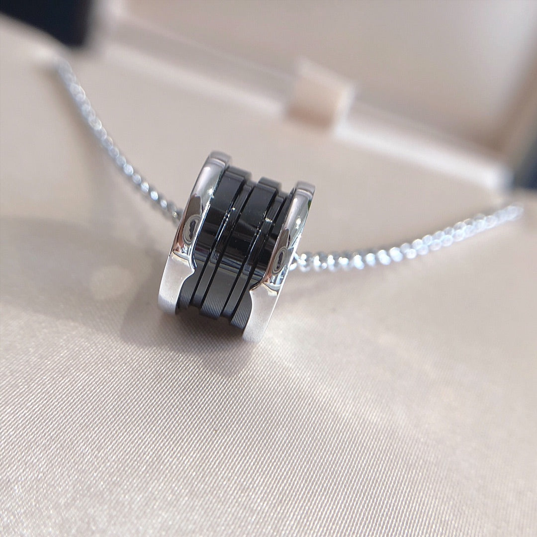 [Stars Jewelry]ZERO 1 BLACK CERAMIC SILVER NECKLACE