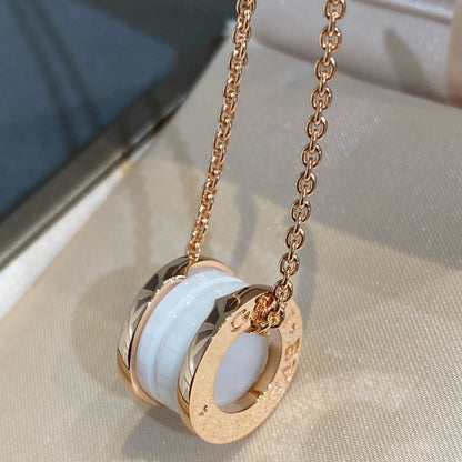 [Stars Jewelry]ZERO 1 WHITE CERAMIC PINK GOLD NECKLACE