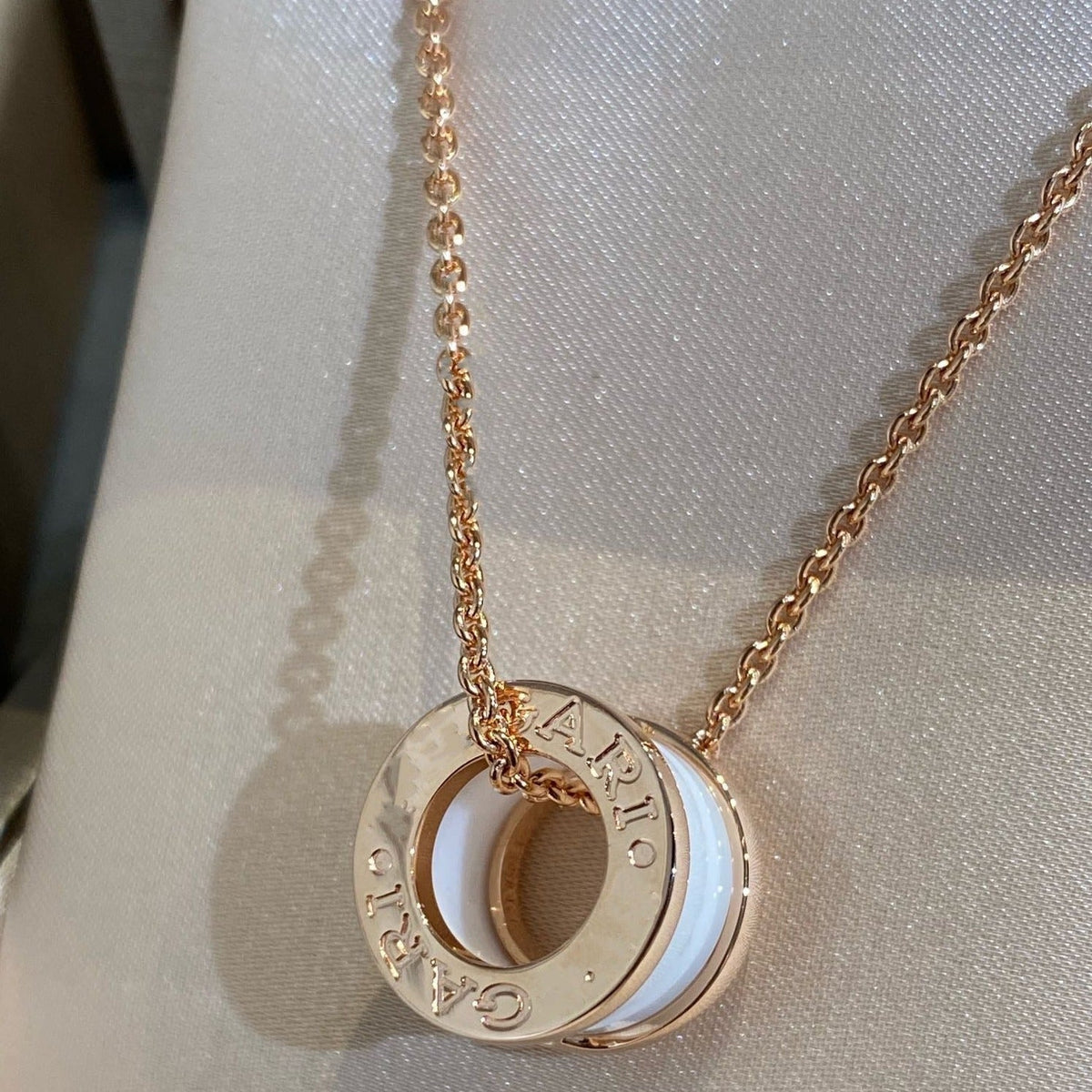 [Stars Jewelry]ZERO 1 WHITE CERAMIC PINK GOLD NECKLACE