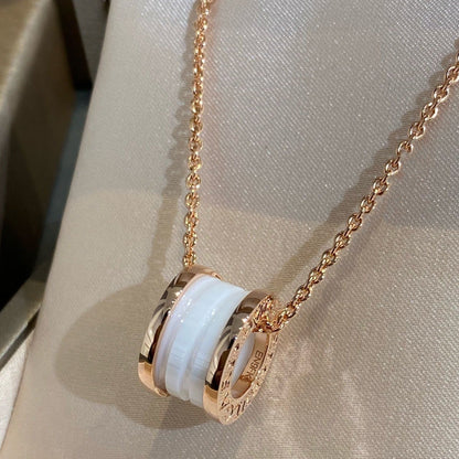 [Stars Jewelry]ZERO 1 WHITE CERAMIC PINK GOLD NECKLACE