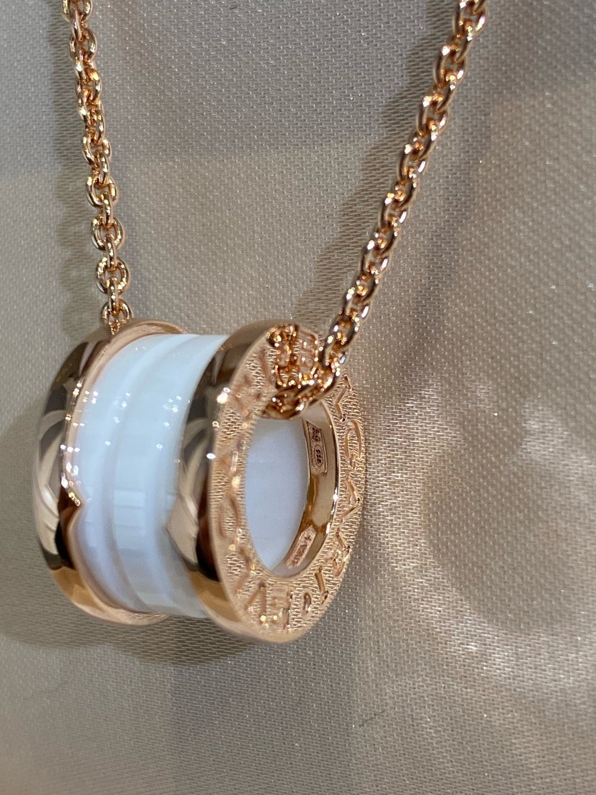 [Stars Jewelry]ZERO 1 WHITE CERAMIC PINK GOLD NECKLACE