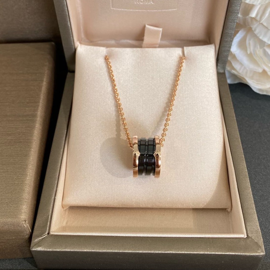 [Stars Jewelry]ZERO 1 BLACK CERAMIC PINK GOLD NECKLACE