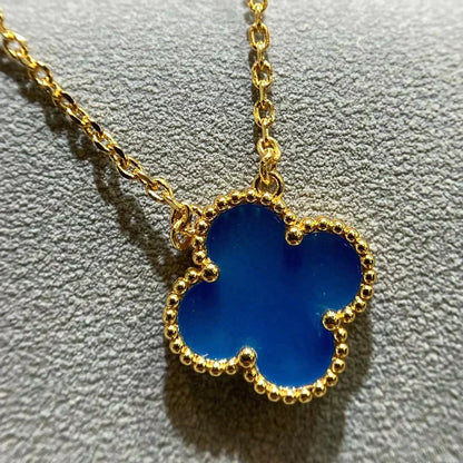 [Stars Jewelry]CLOVER 15MM BLUE AGATE NECKLACE