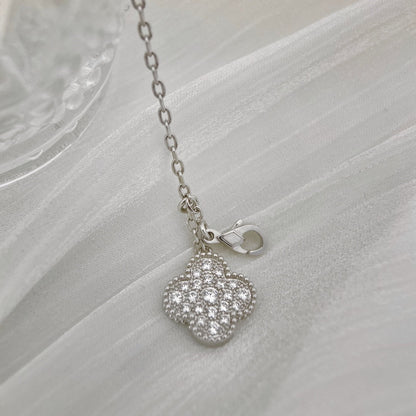 [Stars Jewelry]CLOVER 5 MOTIFS SILVER DIAMONDS NECKLACE