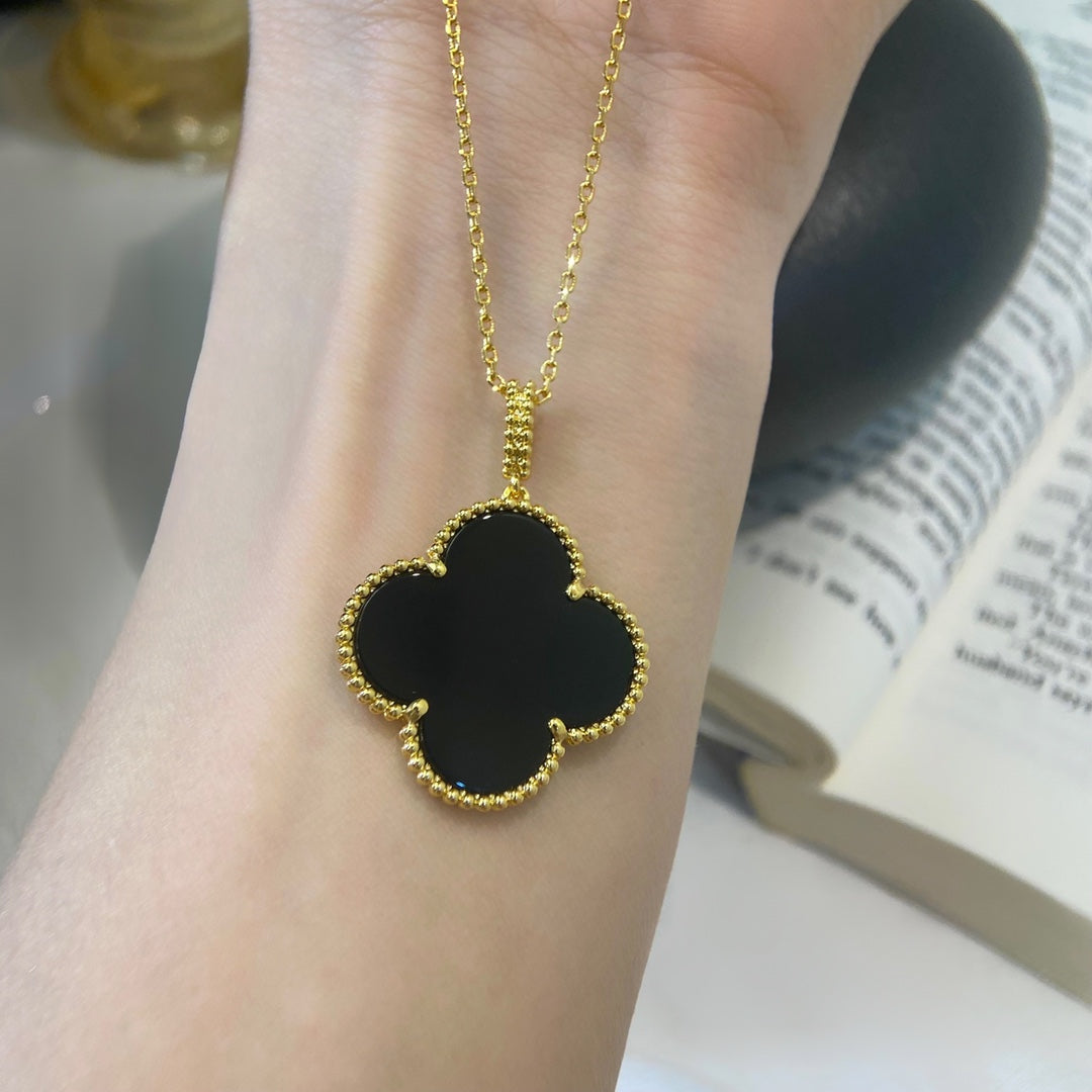 [Stars Jewelry]CLOVER 25MM NECKLACE GOLD ONYX