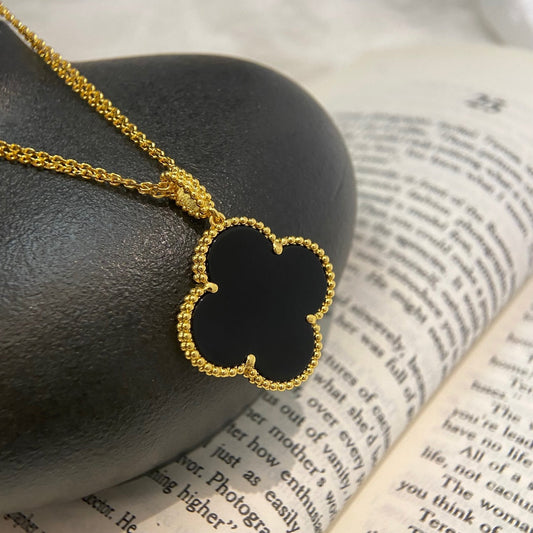 [Stars Jewelry]CLOVER 25MM NECKLACE GOLD ONYX