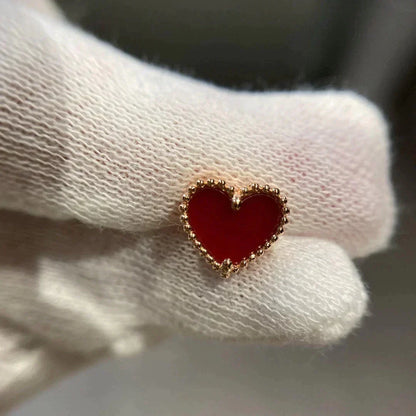 [Stars Jewelry]HEART CARNELIAN STUD EARRINGS