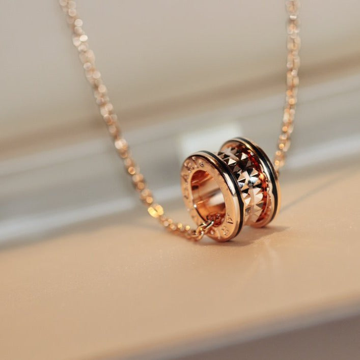 [Stars Jewelry]ZERO 1 ROCK PEDANT PINK GOLD BLACK NECKLACE
