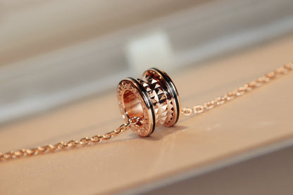 [Stars Jewelry]ZERO 1 ROCK PEDANT PINK GOLD BLACK NECKLACE