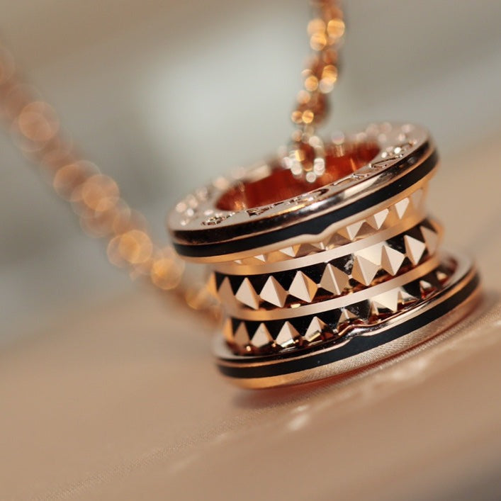 [Stars Jewelry]ZERO 1 ROCK PEDANT PINK GOLD BLACK NECKLACE
