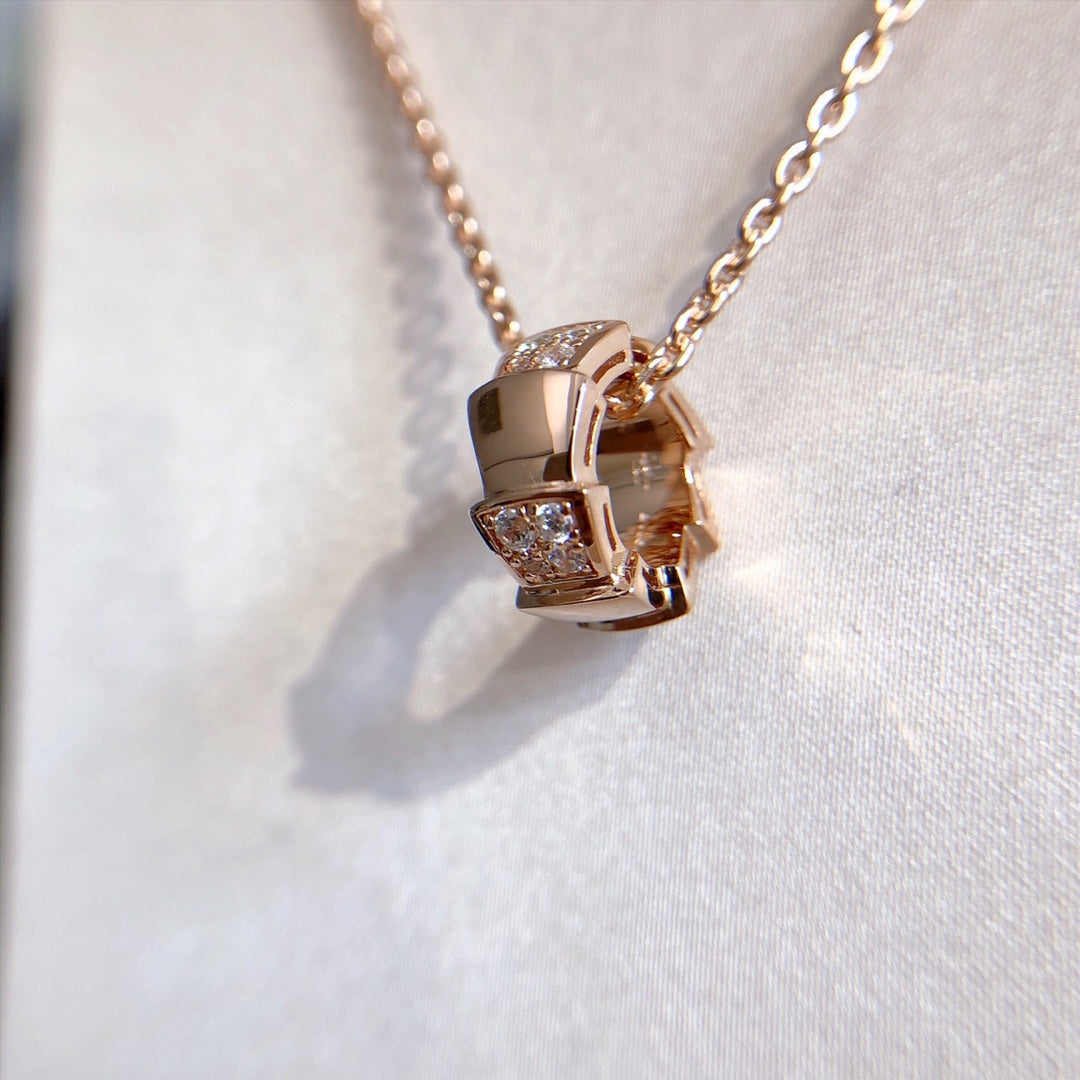 [Stars Jewelry]SERPENTI PEDANT DIAMOND PINK GOLD NECKLACE